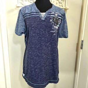 ⭐️Projek Mens Blue Henley Shirt Size Med